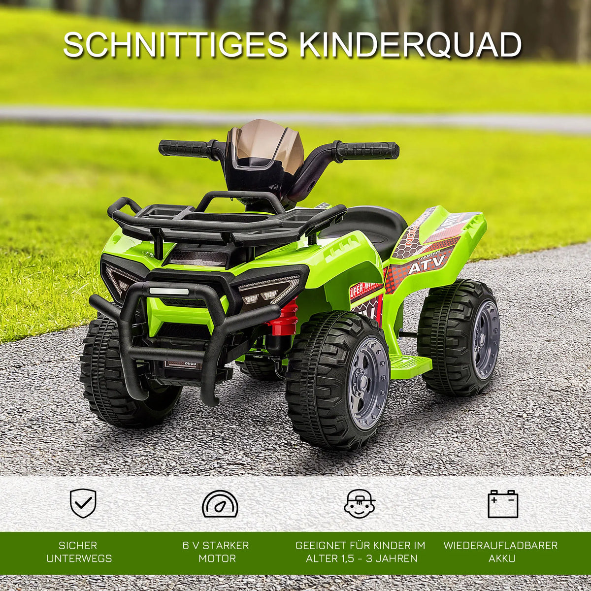Quad Électrique Enfant Marche Avant Musique Vert