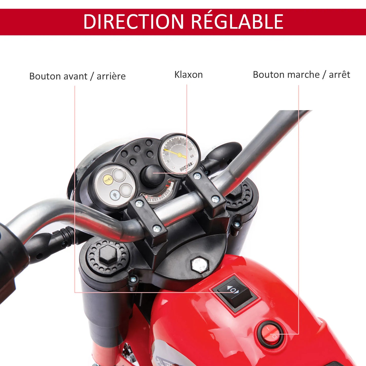 Moto Électrique Enfant 3 Roues Tout-Terrain Rouge