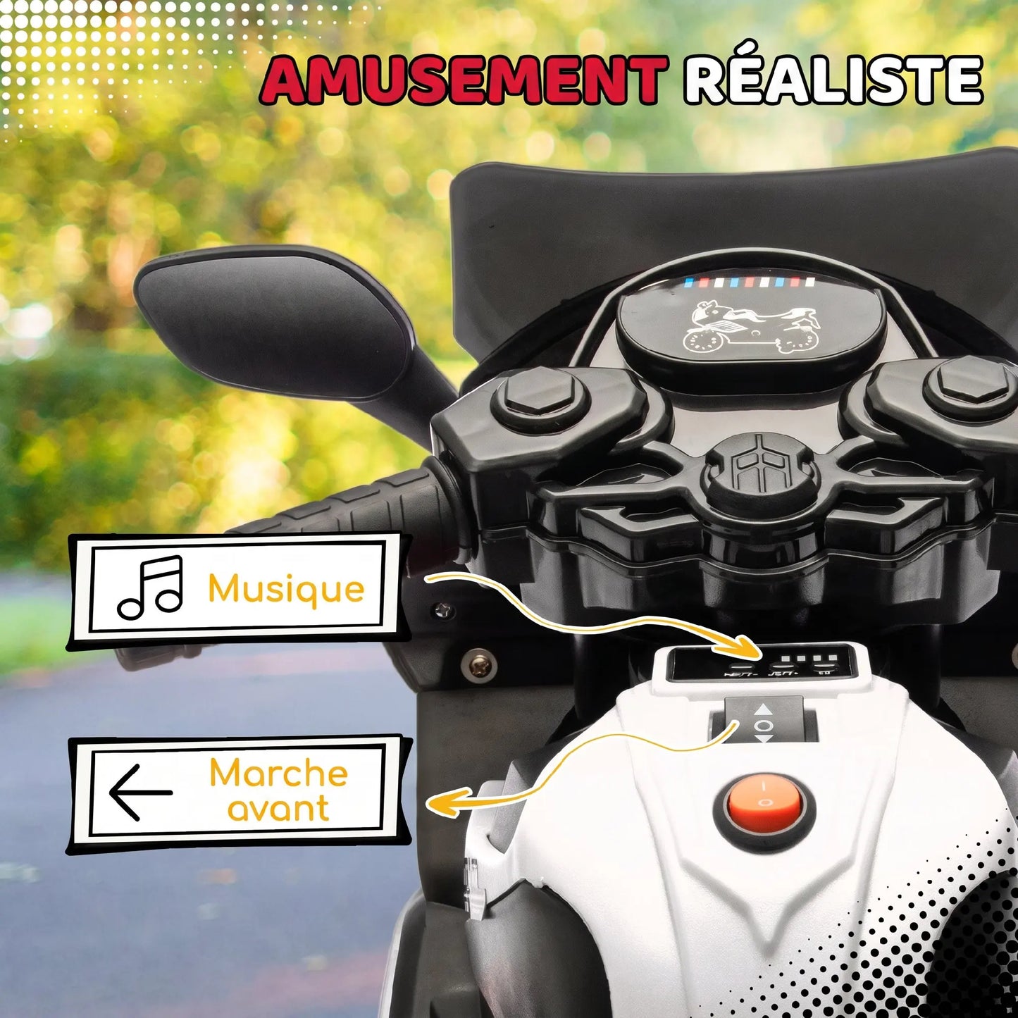 Moto Électrique Enfant Roues d'Appoint Blanche