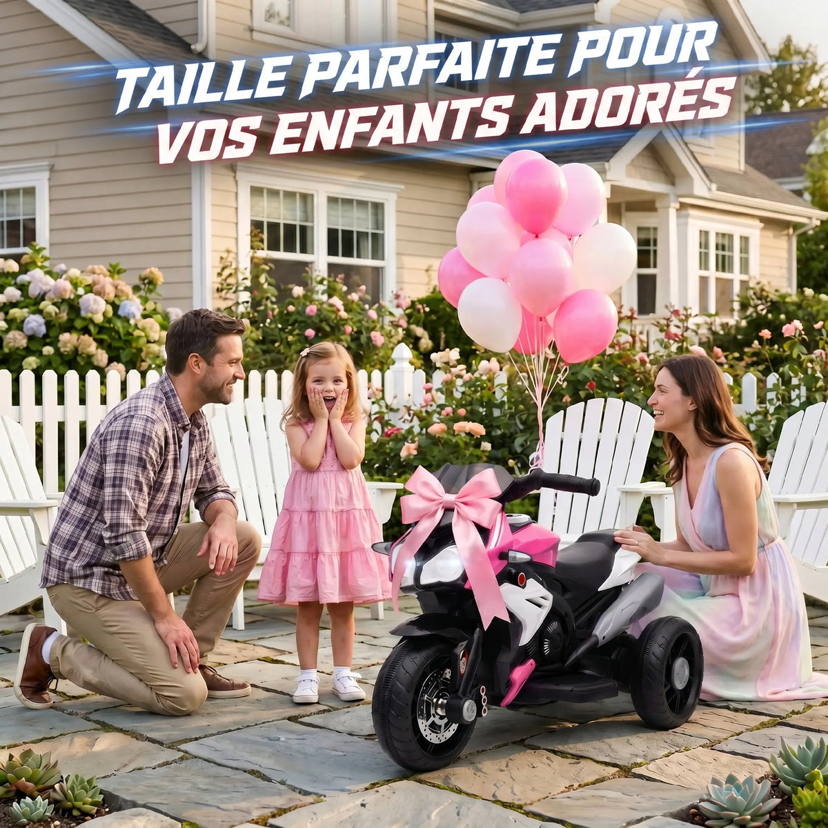 Moto Électrique Enfant 3 Roues Sonore Rose
