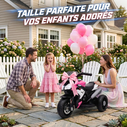 Moto Électrique Enfant 3 Roues Sonore Rose