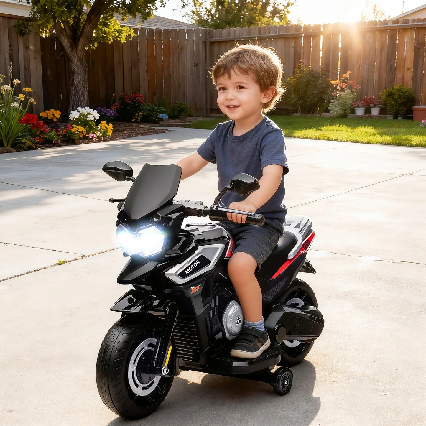 Moto Électrique Enfant Roues Stabilisatrices Noire