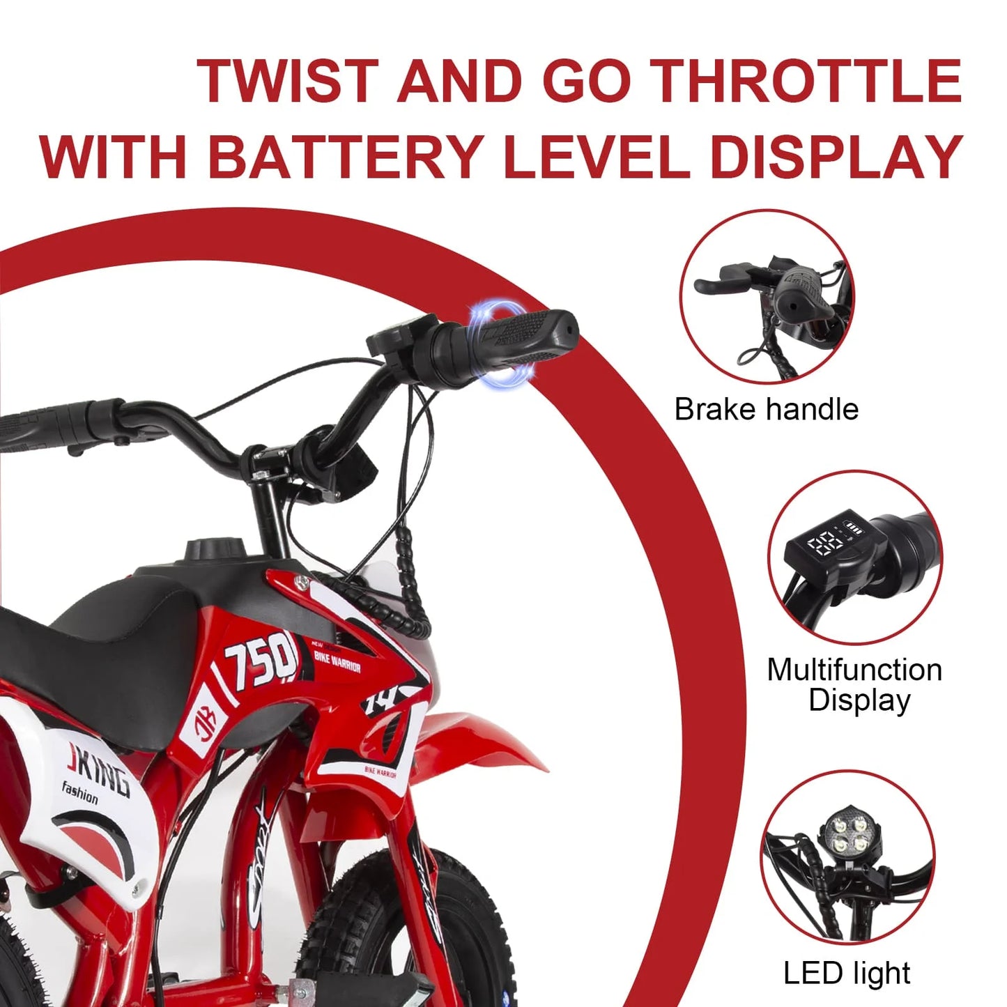 Moto Électrique Enfant Cross 200W Frein à Disque