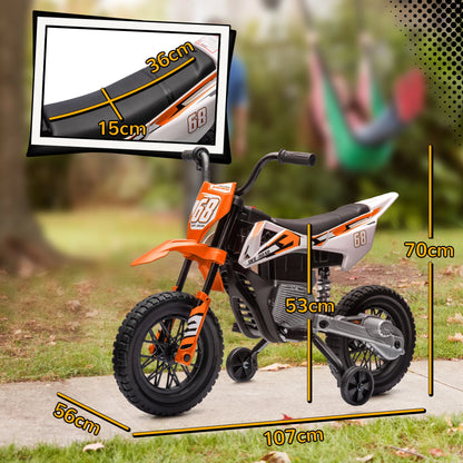 Moto Électrique Enfant Musique Roues d'Appoint Orange