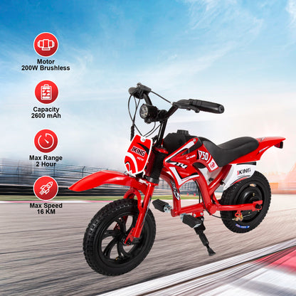 Moto Électrique Enfant Cross 200W Frein à Disque