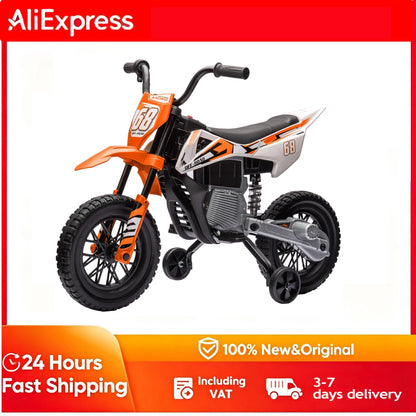 Moto Électrique Enfant Musique Roues d'Appoint Orange