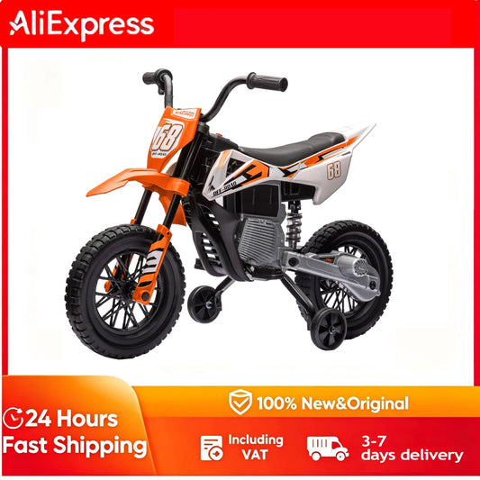 Moto Électrique Enfant Musique Roues d'Appoint Orange