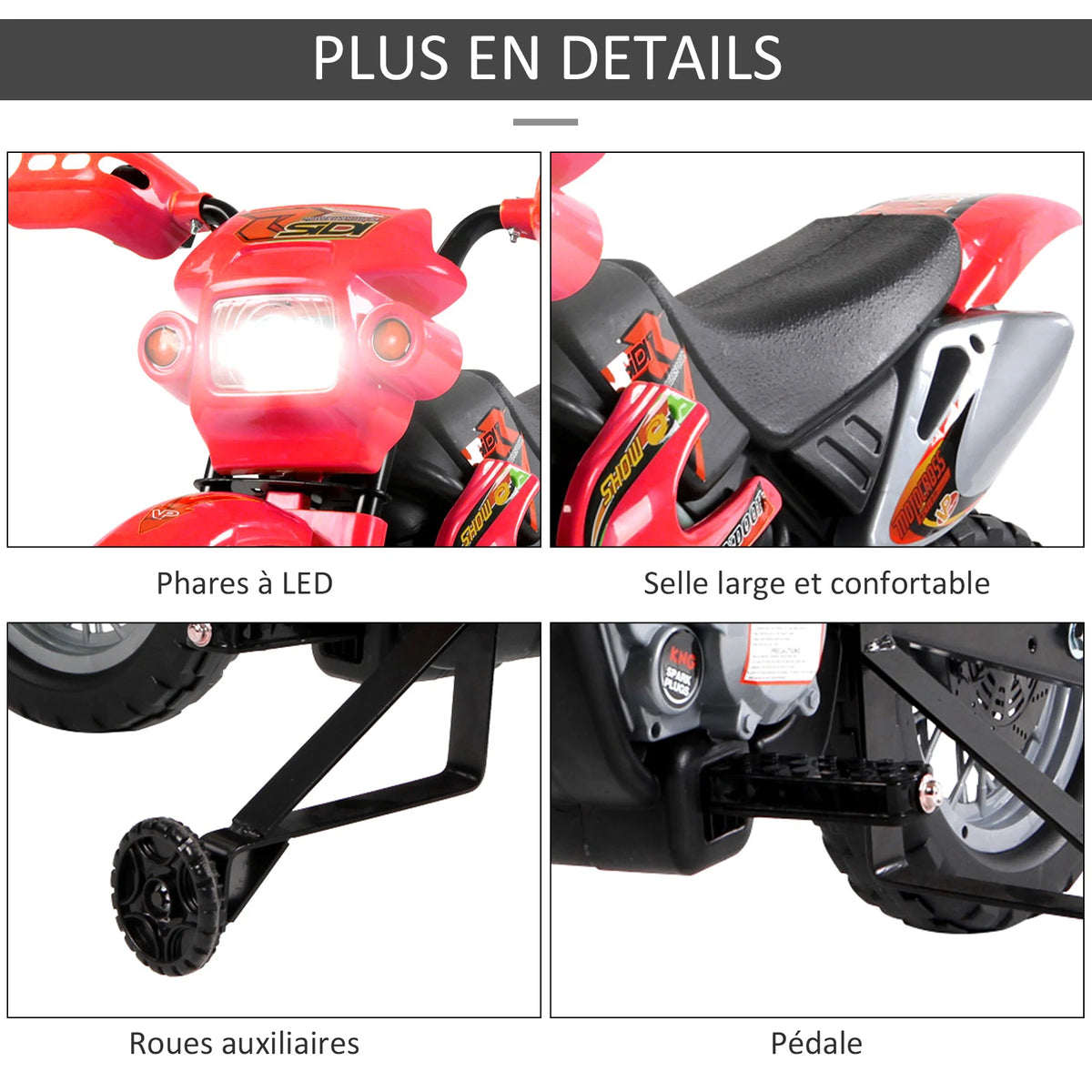 Moto Électrique Enfant Motocross Klaxon Rouge