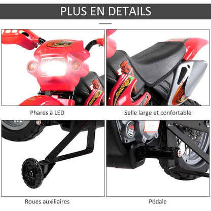 Moto Électrique Enfant Motocross Klaxon Rouge