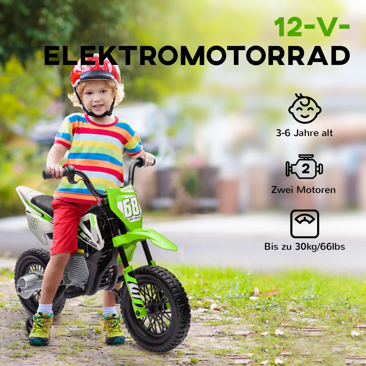 Moto Électrique Enfant Roues d'Apprentissage Musique
