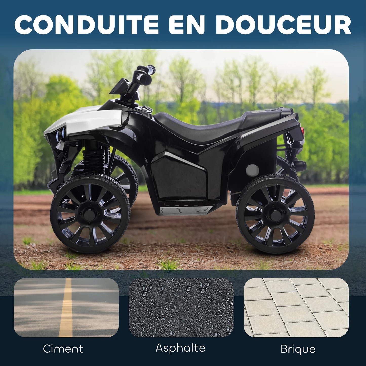 Quad Électrique Enfant ATV Musique et Phares Blanc