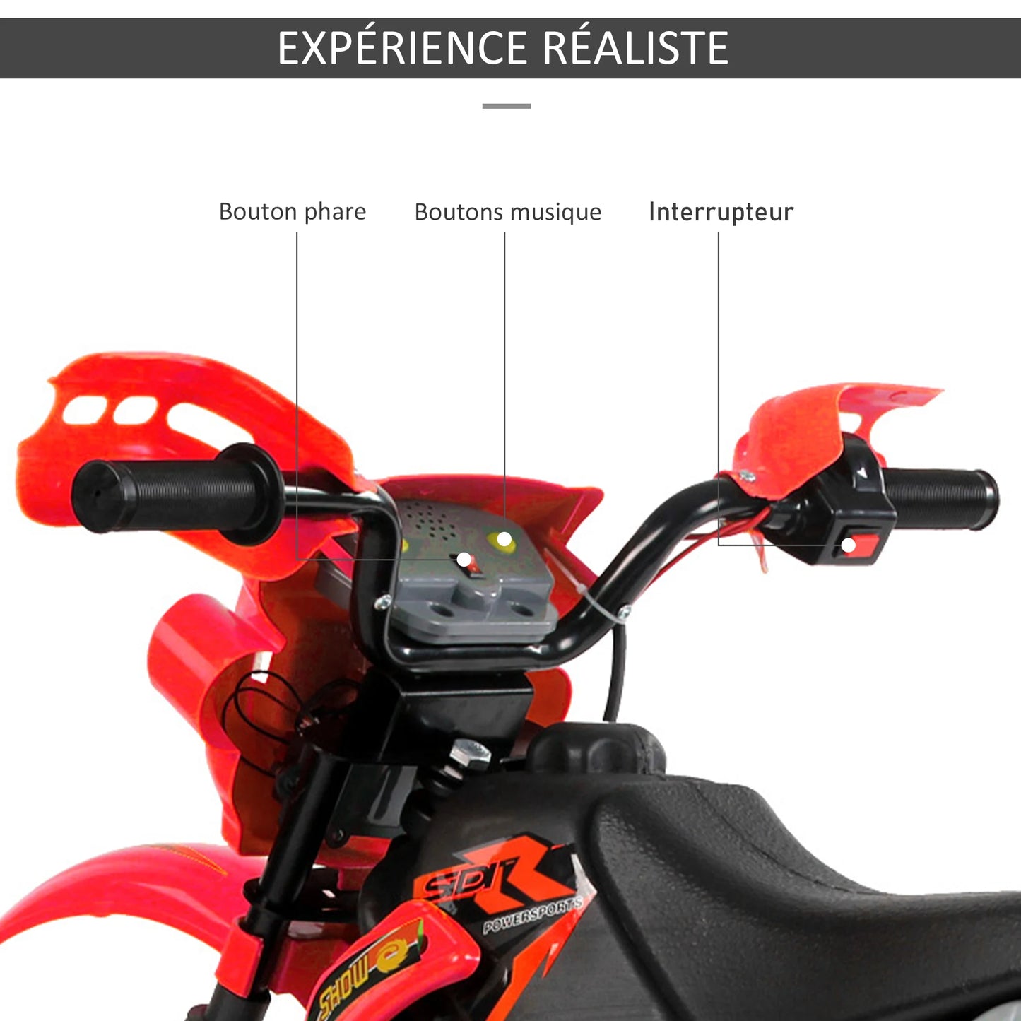Moto Électrique Enfant Motocross Klaxon Rouge