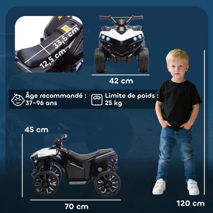 Quad Électrique Enfant ATV Musique et Phares Blanc