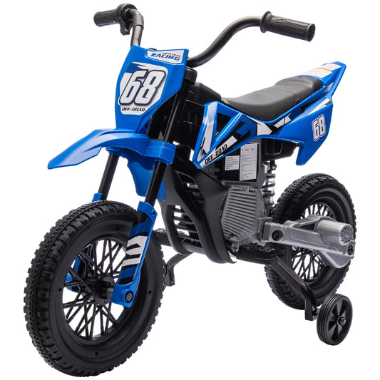 Moto Électrique Enfant Musique Roues d'Appoint Bleue