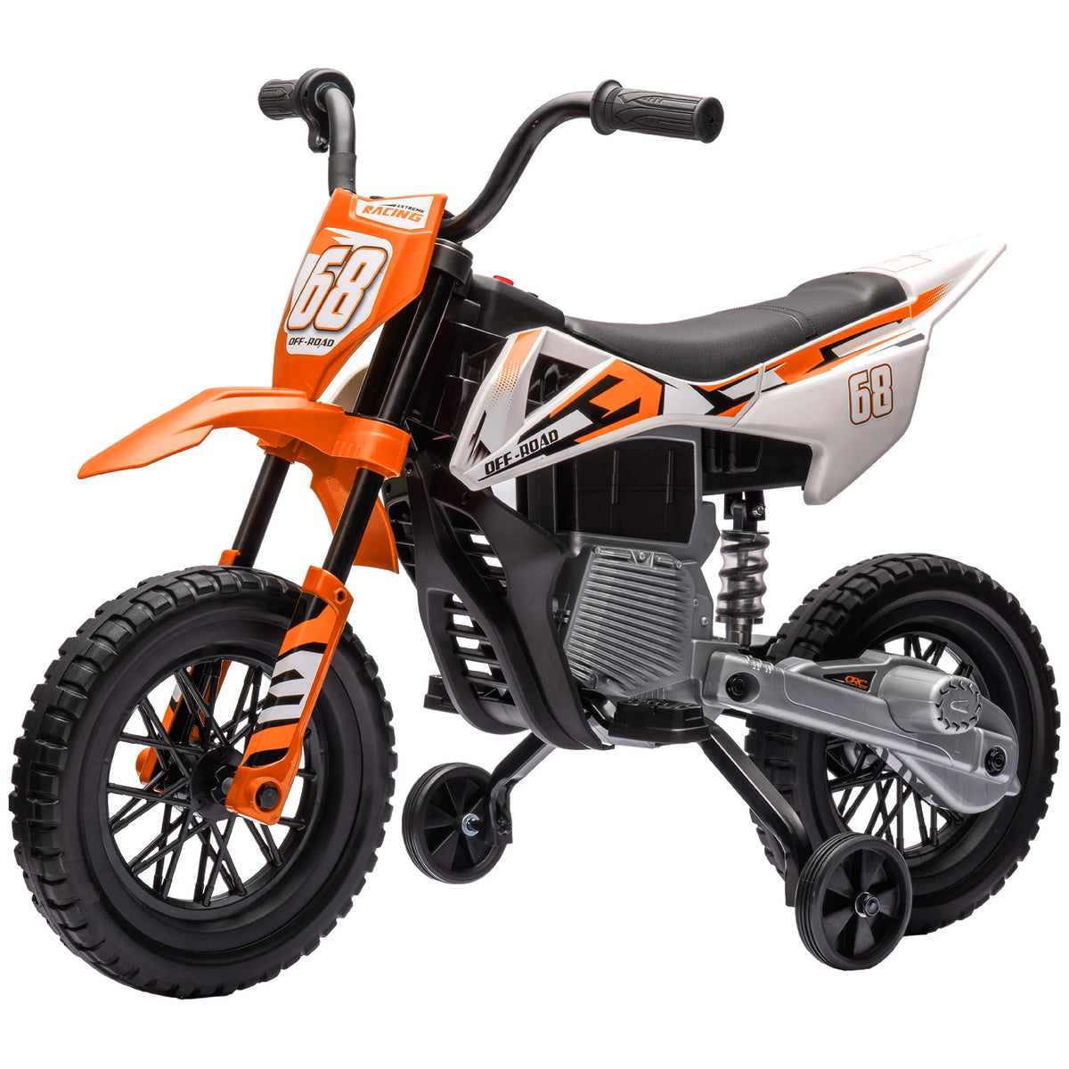 Moto Électrique Enfant Musique Roues d'Appoint Orange