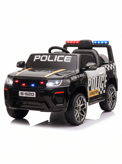Voiture électrique enfant Police Sirène Suspension - vue trois-quarts gauche