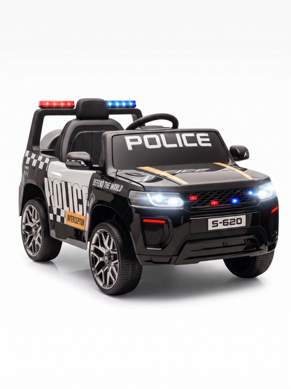 Voiture électrique enfant Police Sirène Suspension - vue trois-quarts droite