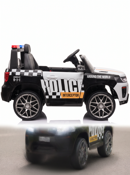 Voiture électrique enfant Police Sirène Suspension - vue profil