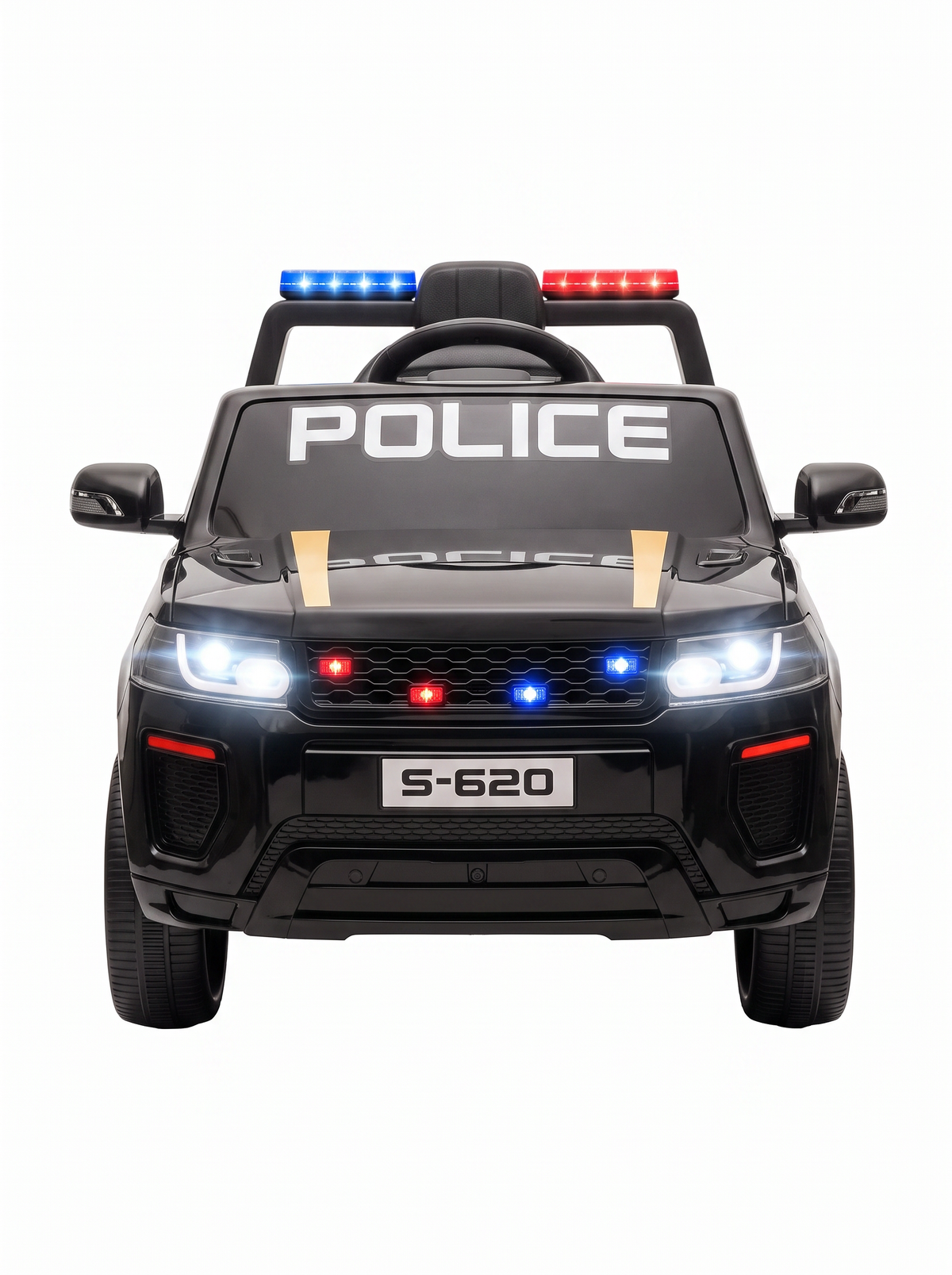 Voiture électrique enfant Police Sirène Suspension - vue face